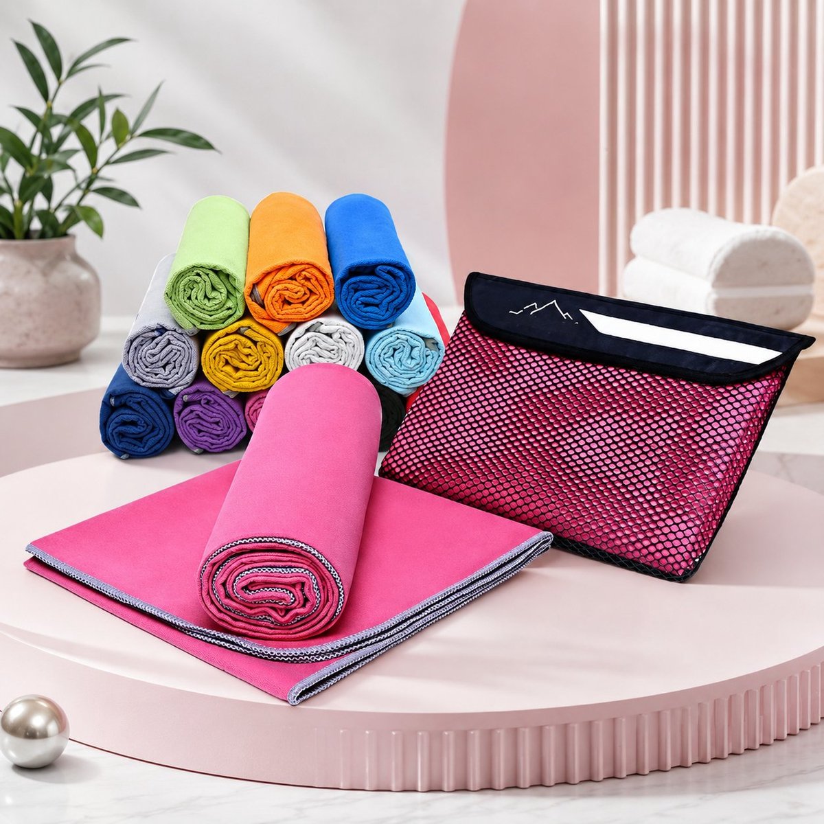 Nazik Living Microvezel Reishanddoek XS 50x30 cm Fuchsia - Sneldrogend, Absorberend & Compact