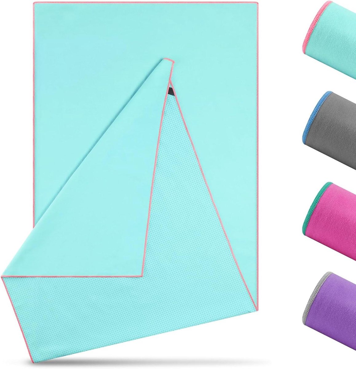 Yoga handdoek - Antislip mat - Sport en ontspanning - Vocht absorberend - 185x65 cm - Blauw en rood