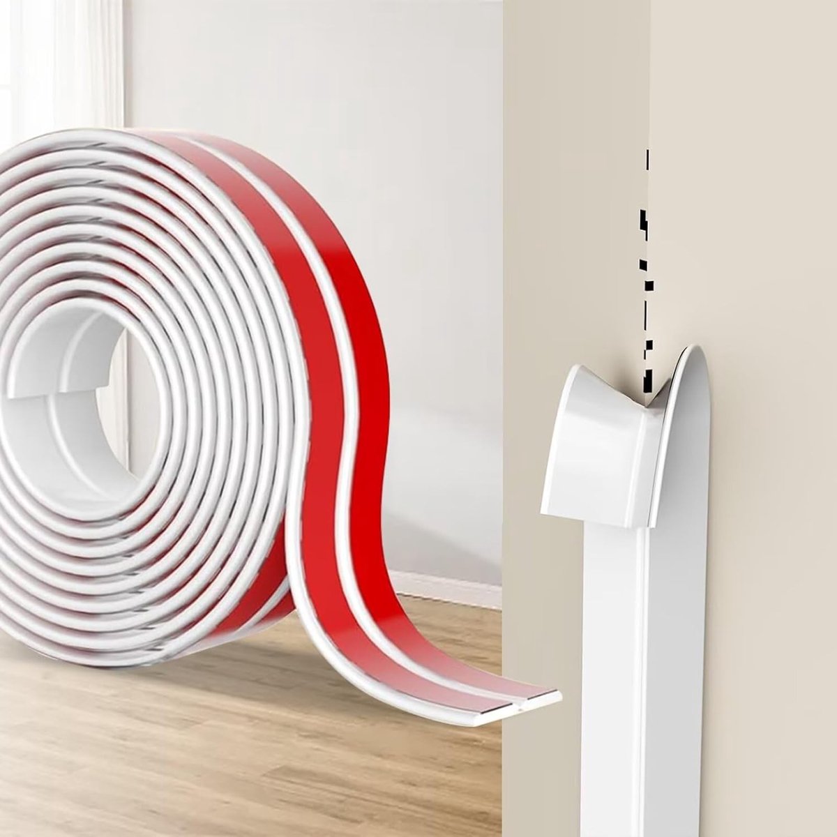 Hoekbescherming voor muren, flexibele TPE plinten, L-vormige hoekstrip voor deuren, keukens en ramen, ideaal voor doe-het-zelf renovaties (Wit, 2cm x 12m)