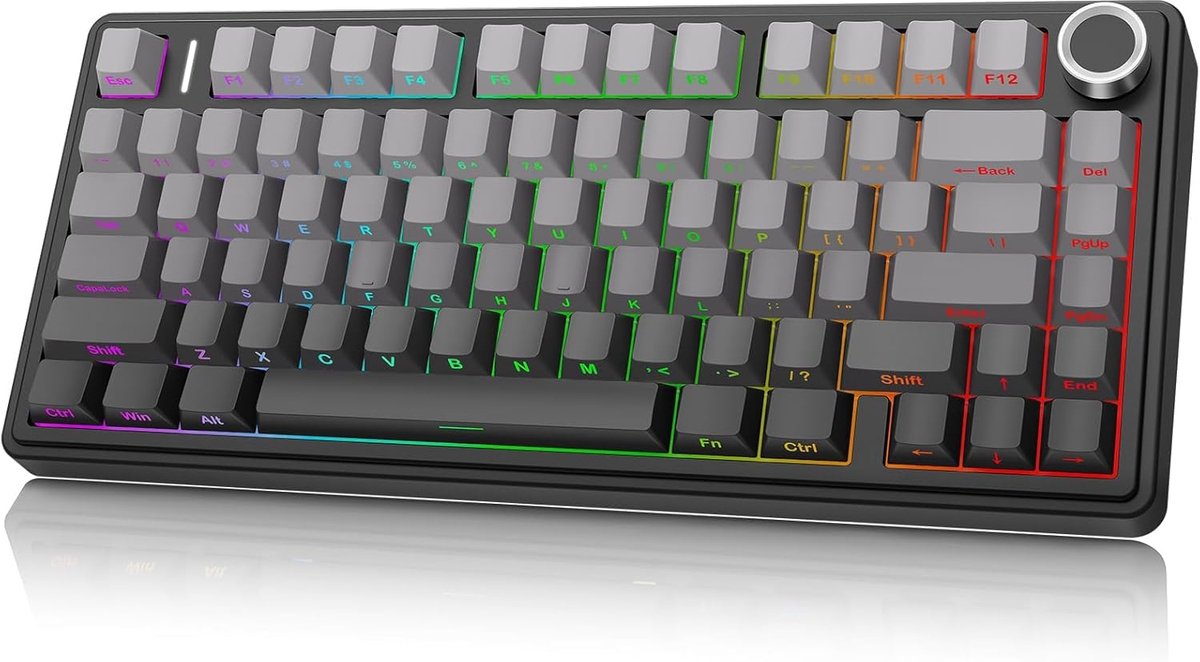Thijox - Mechanisch Gamingtoetsenbord 75% - Draadloos RGB Toetsenbord - 2,4 GHz/Type-C/BT5.0 - Hot-Swap - Leobog Reaper Switch - Gegraveerde Zijkant -