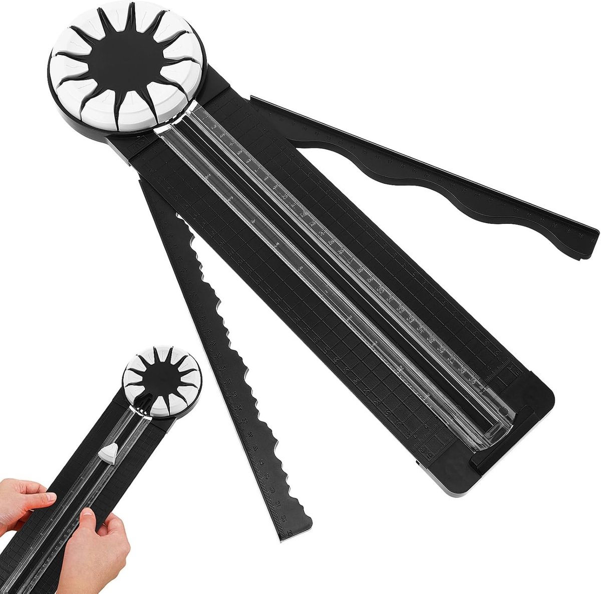 Papieren kantsnijder voor knutselen, 12-in-1 rolsnijder met diverse snijsoorten voor foto-scrapbook en ansichtkaartkunst, ideaal voor creatief gebruik en hobbyprojecten