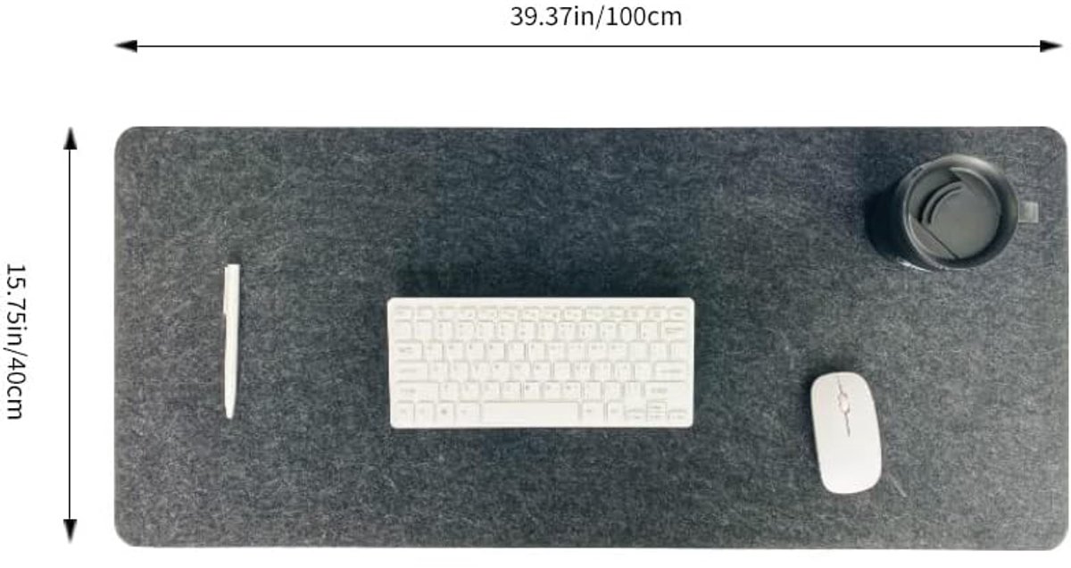 Antislip Bureauonderlegger Van Vilt - Glad Oppervlak Krasbestendig - 100x40 cm 3 mm Dik - Flexibel Draagbaar - Voor Laptop Toetsenbord En Muis - Donkergrijs — cadeau in Wonen & Interieur - foto 8
