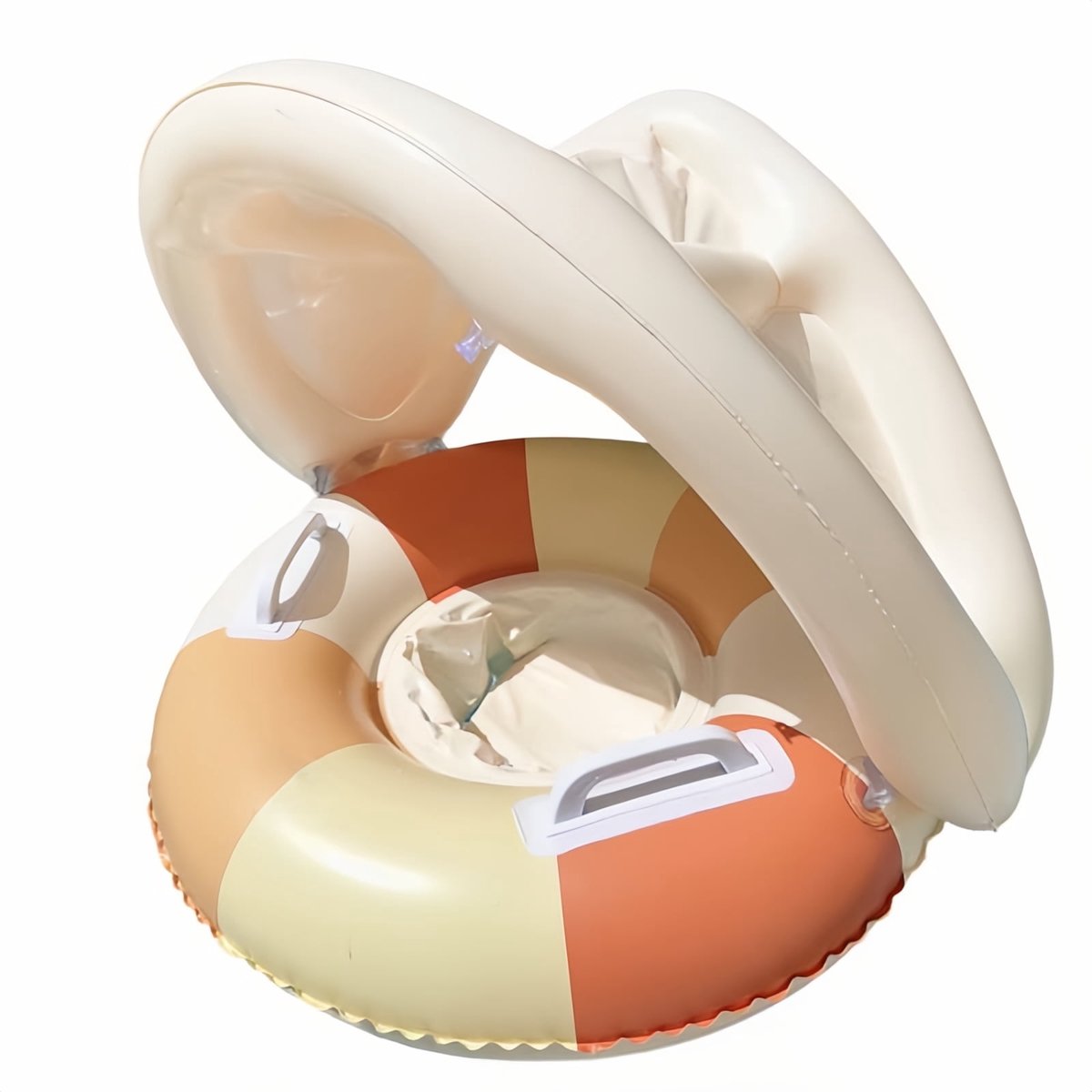 LISM-Opblaasbare zwembadmatras met verstelbare luifel en handgrepen, comfortabele zitting, perfect voor zomerse wateractiviteiten in de buitenlucht - Oranje
