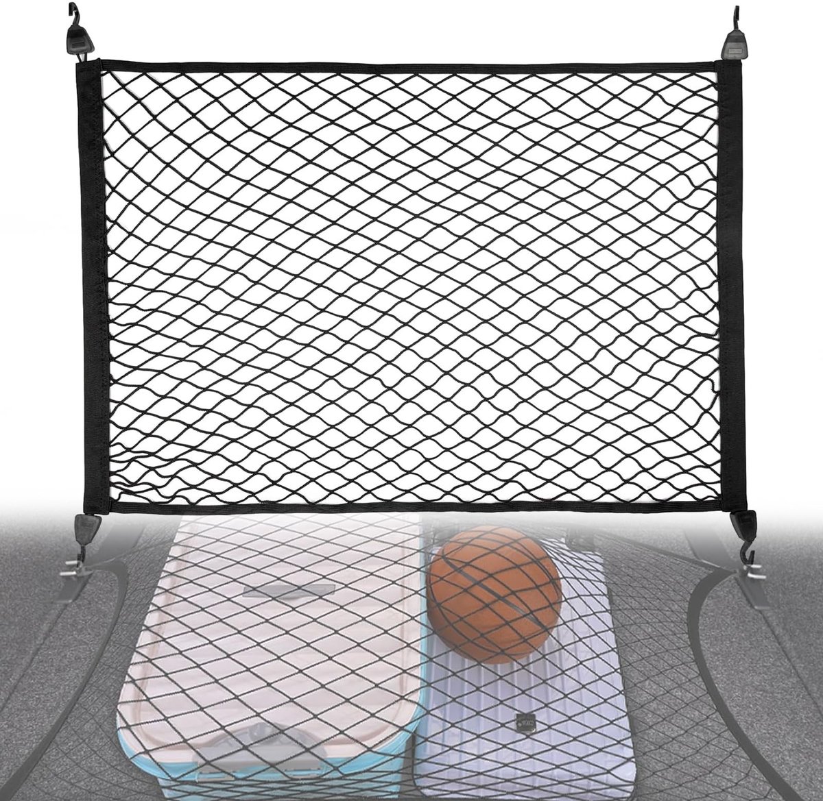 Dailygoods- Cargo Net - Verstelbaar Opbergnet - 60 x 40 cm - Elastisch Nylon - Bagagenet Auto - Kofferbak Organizer - Veilig Rijden