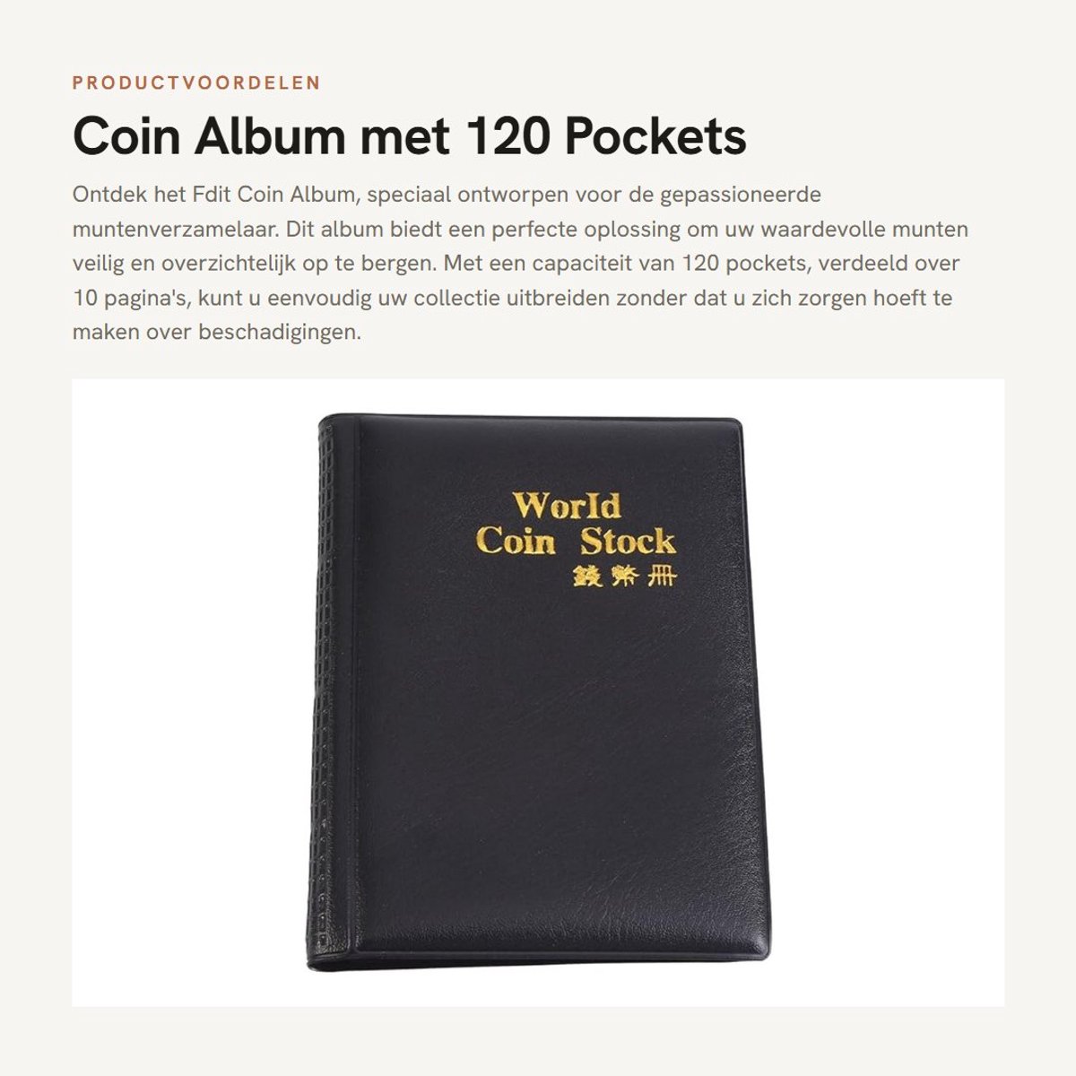 Dailygoods- Muntalbum 120 Pockets - 10 Pagina's - Coin Houder - Verzamelalbum - Retro Stijl - Transparant en Schadevrij - Munthouder