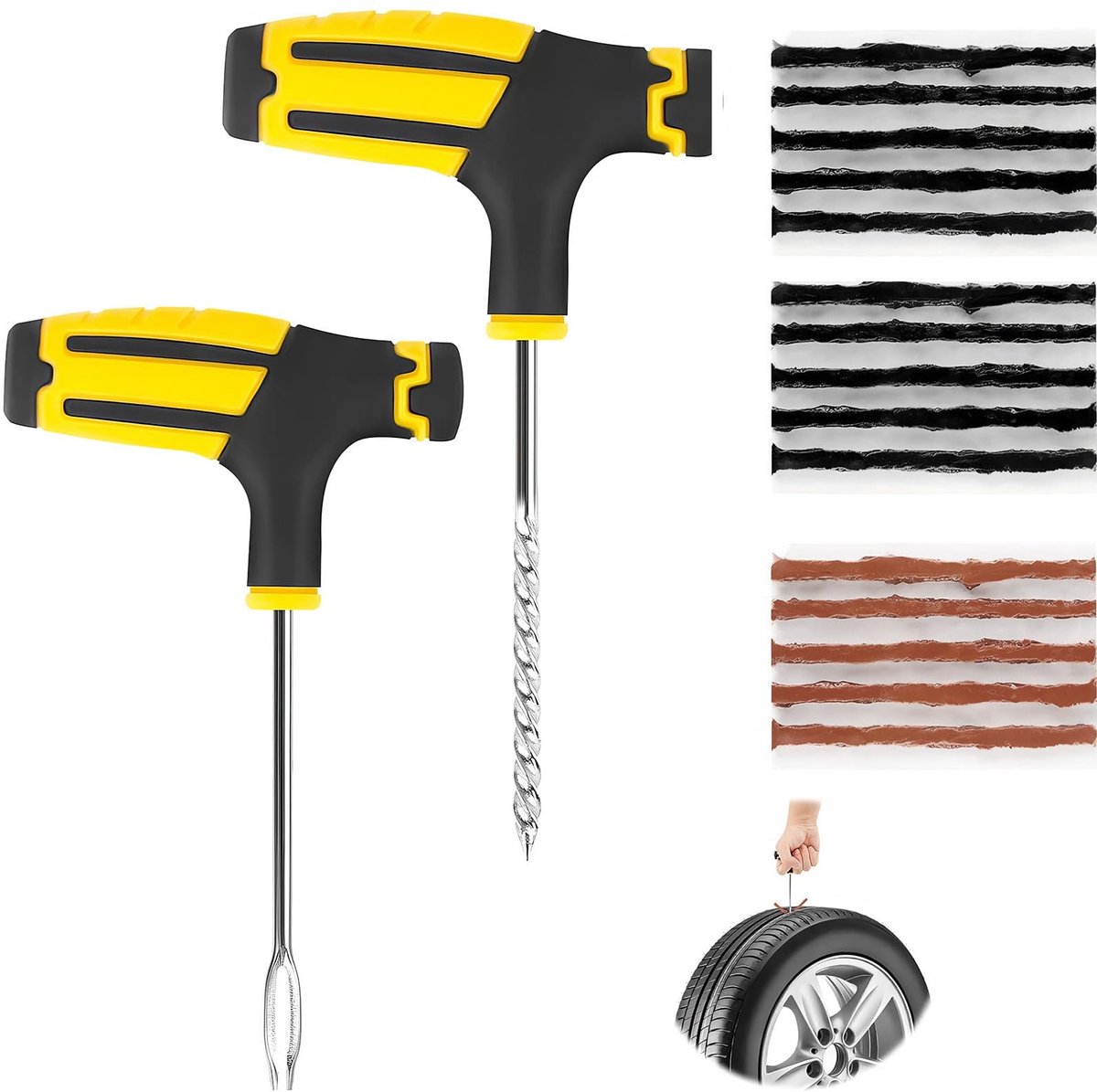 Dailygoods - 17-delige Bandenreparatieset met T-gereedschap
