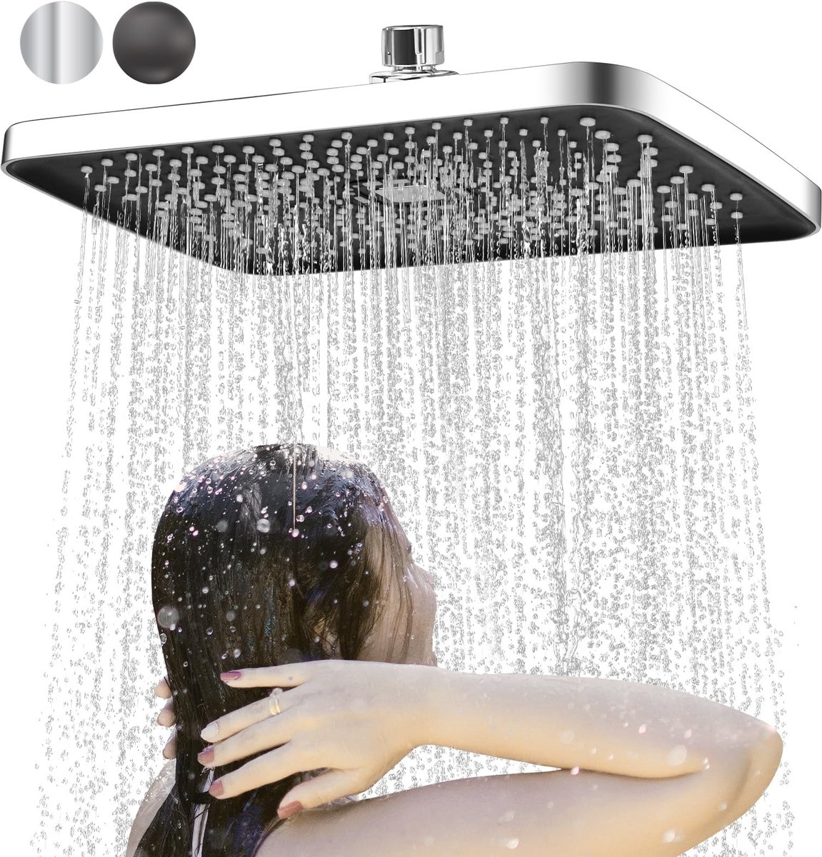 Dailygoods- Regendouchekop Verstelbaar - Douchekop met Anti-Kalksproeiers - Grote Badkamer - Hoogwaardig ABS-Materiaal - 28x18.5 cm - Glanzend Design