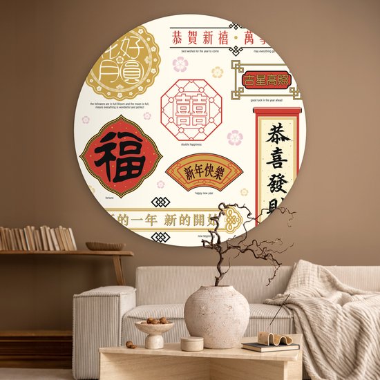 Textes chinois avec significations Assiette en plastique cercle mural ⌀ 140 cm