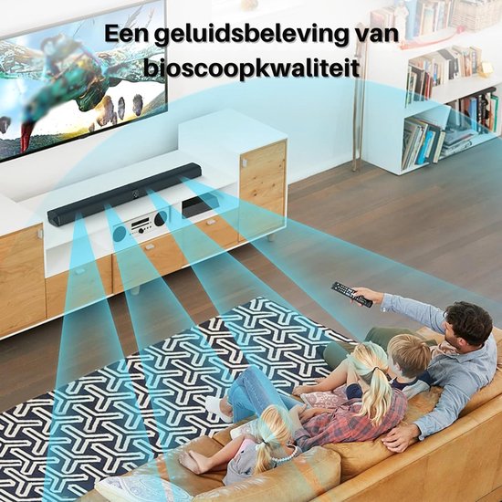 SNJY® Soundbar met Surroundgeluid - TV Speaker - Home Cinema - Met Afstandsbediening - 2-in-1 - 80W - Zwart van SNJY — afbeelding 2