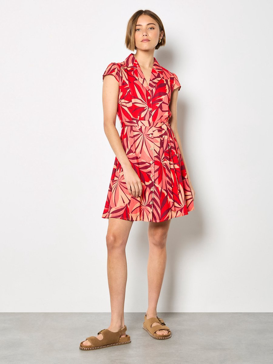 Mini-shirtjurk met tropisch bladmotief