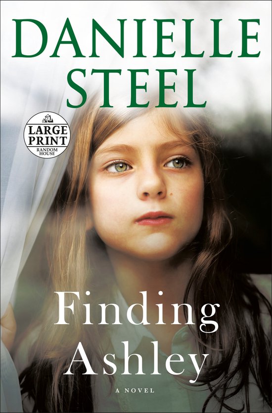 Boek "Finding Ashley" van Danielle Steel, met een close-up van een meisje dat naar buiten kijkt.