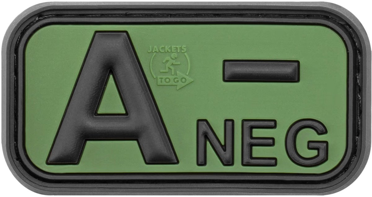 Rubberen badge JTG Bloodtype A-