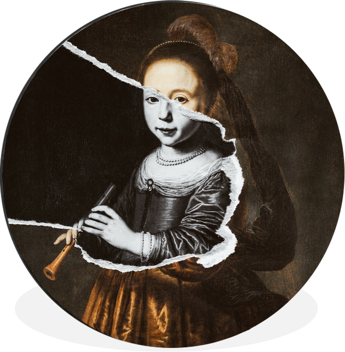 Wandcirkel Oude Meesters - Muurcirkel - Aluminium - 120x120 - Elizabeth Spiegel - Dirck Di