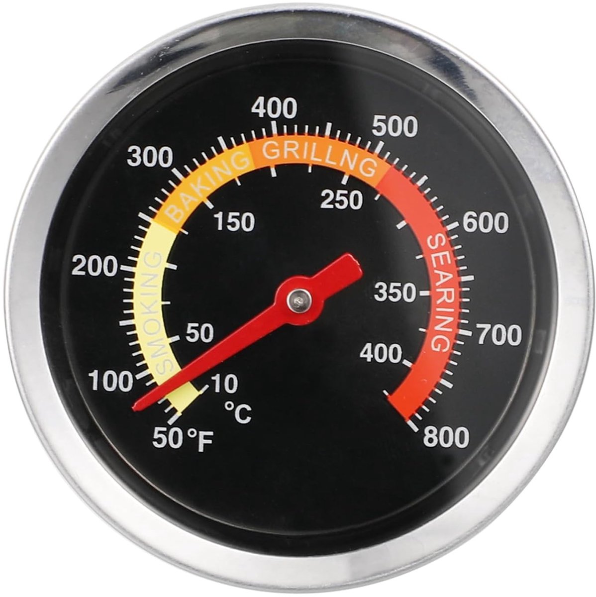 Oventhermometer - Roestvrijstalen barbecuethermometer 6 cm – Temperatuurmeter voor BBQ-oven - Temperatuurbereik 10-400 °C – Meetstaaf van 7 cm – Nauwkeurigheid +/- 2% – Geschikt voor grills en ovens