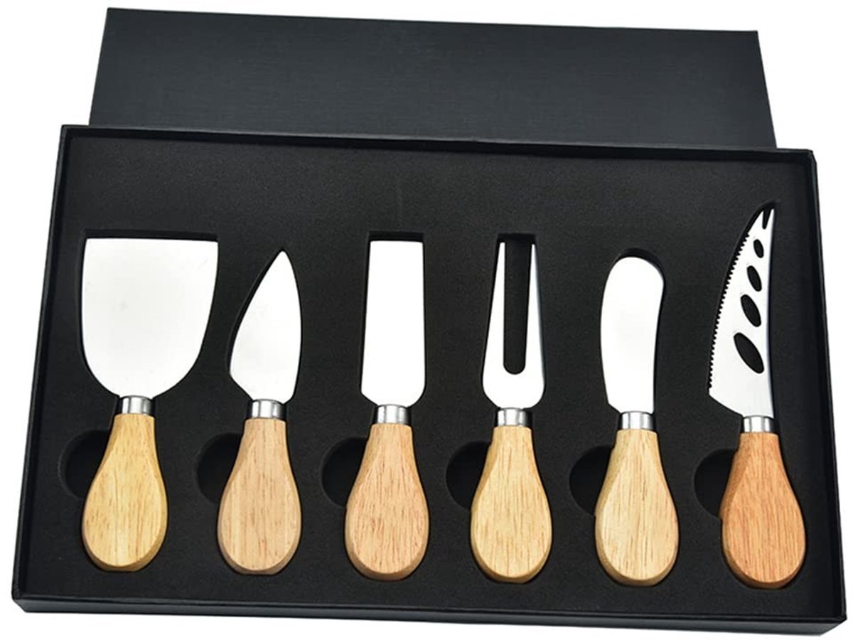 Dailygoods- Kaasmessen Set van 6 - RVS Kaassnijder - Ergonomisch Handvat - Lichtgewicht - Ruimtebesparend - Perfect voor Feestbakken - Kaassnijset