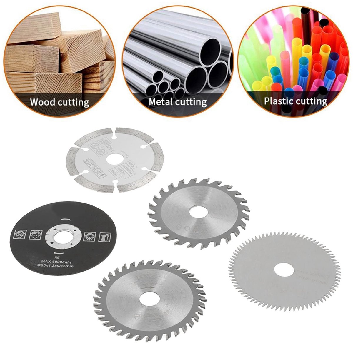 Dailygoods - Set van 5 Carbide Circulaire Zaagbladen voor Snijmachines