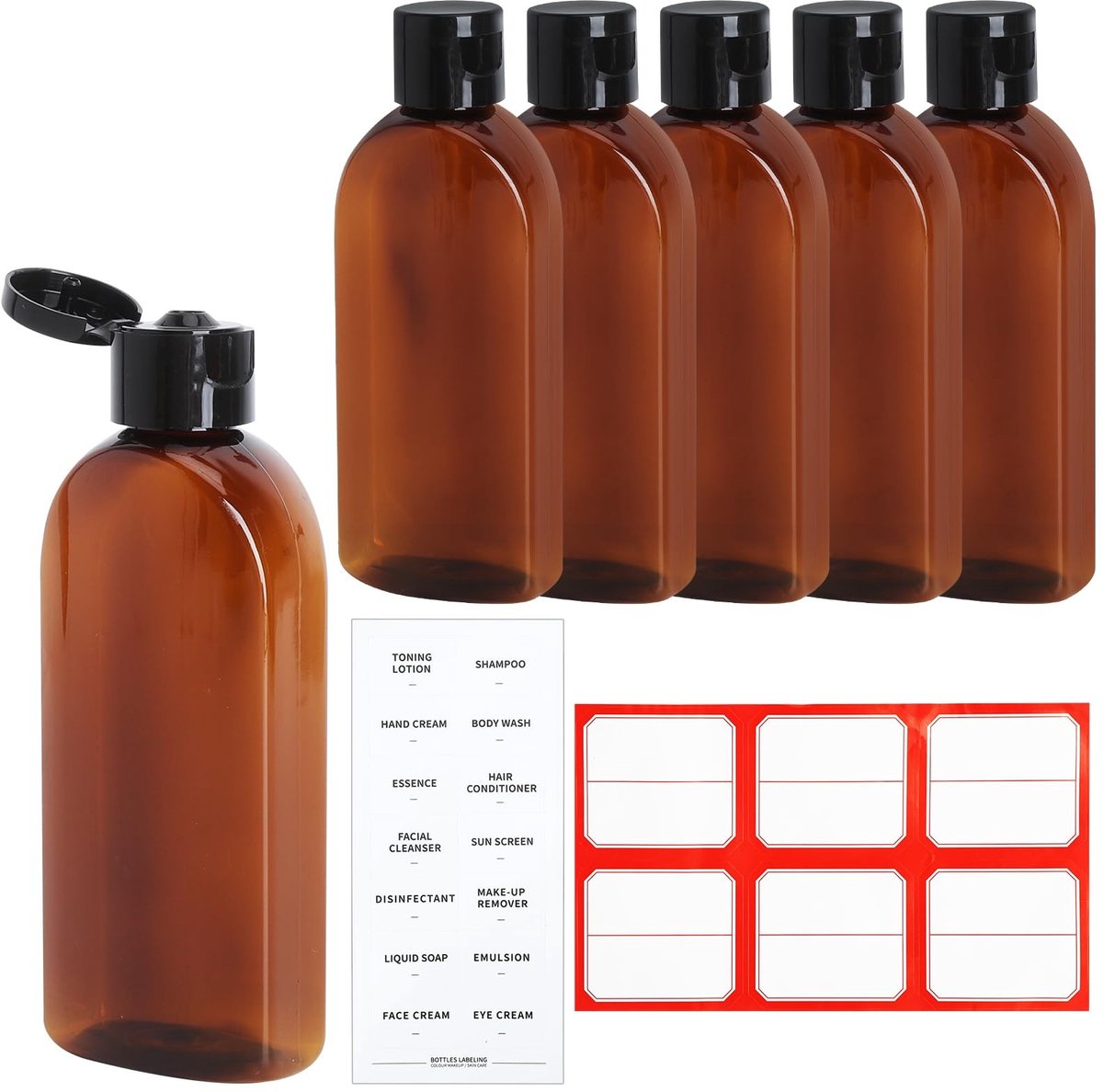 Dailygoods - Reisflessen Set - 6 Navulbare Toiletartikelflessen 100 ml