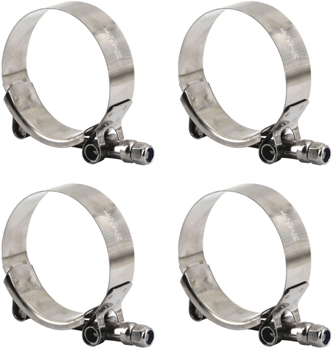 Dailygoods - Roestvrij staal T-bout slangklemmen (4 stuks) 57-65mm