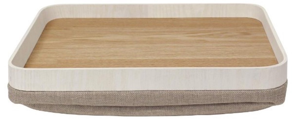 Loom - Laptray - Schootkussen - Licht Hout met Whitewash Opstaande Rand - 40x33x7 cm