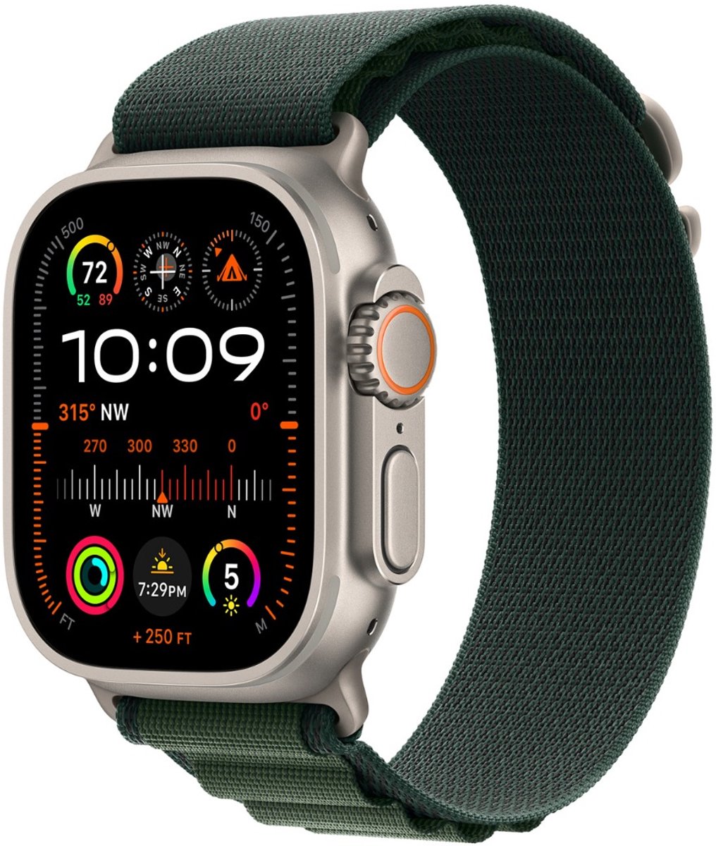 Apple Watch 49mm Alpine Loop - S - Black Titanium Finish - Dark Green