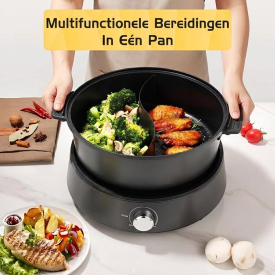 Hotpot - 4L - Hotpot Pan - Hotpot Electrisch - Zwart - 29cm x 29cm x 18cm — afbeelding 4