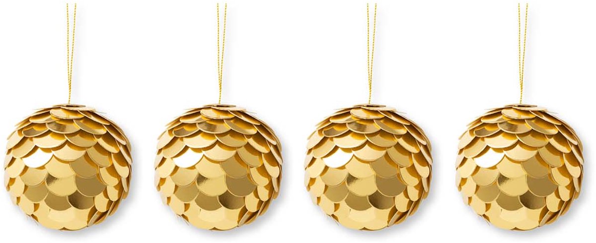 vtwonen - Kerstballen - Papier - Goud - 10 cm - Set van 4