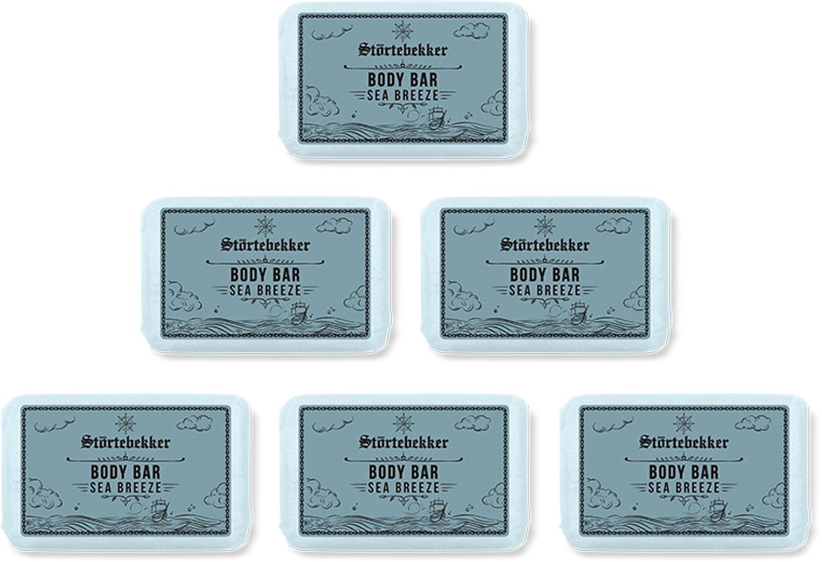 Störtebekker® Body Bar Sea Breeze - Plasticvrije Vaste Zeep & Douchegel Heren - Natuurlijke & Duurzame Lichaamsverzorging - Vegan Bodywash met Sheaboter - 120g