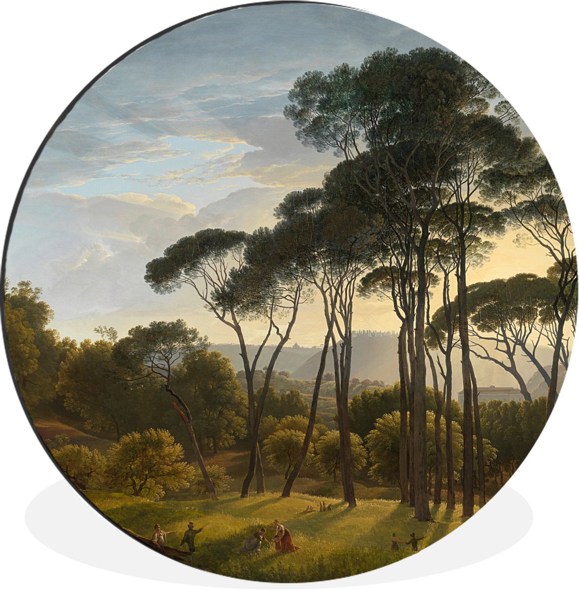 WallCircle - Wandcirkel - Muurcirkel - Italiaans landschap met parasoldennen - Schilderij