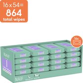 Naïf - Sterke Lotion Wipes - 0% parfum 0% alcohol – met Aloë Vera - 864 doekjes (16 stuks x 54 doekjes)