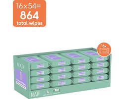Naïf - Sterke Lotion Billendoekjes - 99% Water - 0% parfum en 0% alcohol - 864 doekjes (16 stuks x 54 doekjes)