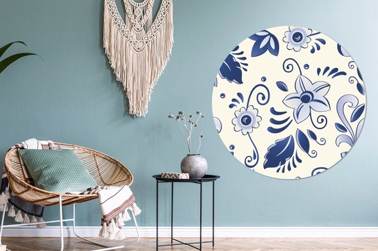Une illustration d'orchidées bleues. Cercle mural aluminium ⌀ 140 cm