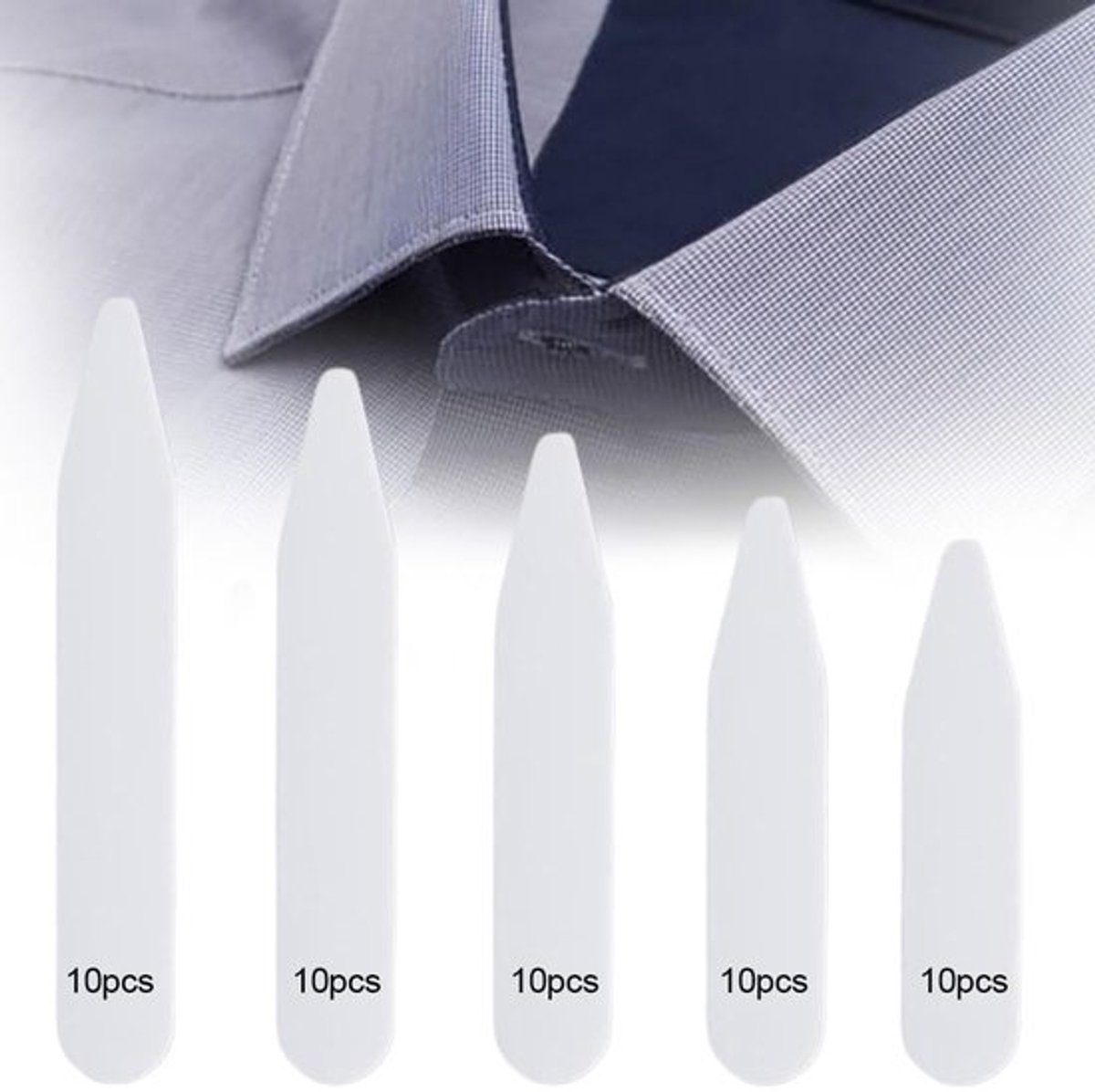 Harde Kunststof Kraag Dailygoods- Kraagstaafjes 50 Stuks Bianco2