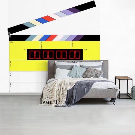 Behang - Fotobehang Een illustratie van een klapbord uit Hollywood - Breedte 280 cm x hoogte 280 cm