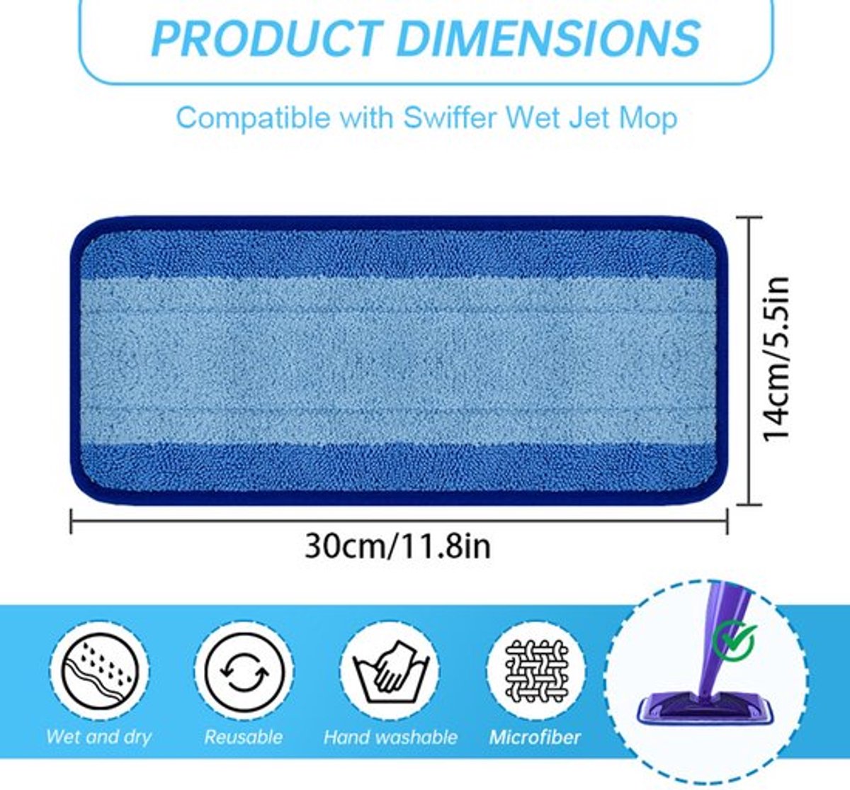 Geschikt voor Swiffer Wet Jet nat & droog moppen vervangend kussen microfiber moppen accessoires 3 stuks