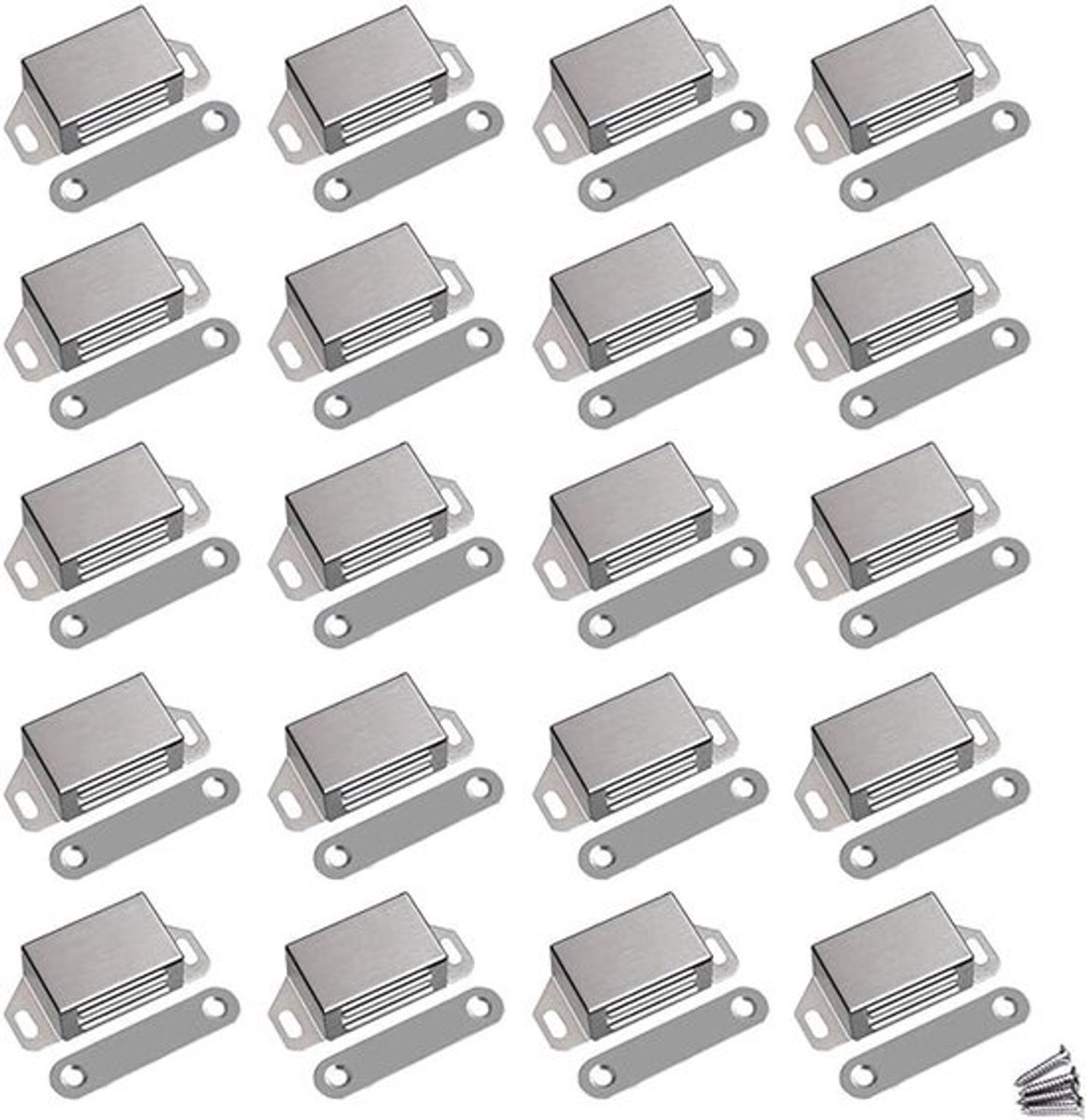 Magnetische deursluiting - 13,6 kg (30 lb) Sterke magnetische roestvrijstalen deursluiting voor keuken, badkamer, kast, kledingkast, lade en deuren (5,3 cm (2,1 inch) zilver, 10 stuks)