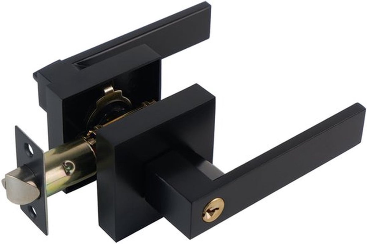 Links en rechts gat in aluminiumlegering triple lock, interieur slaapkamer deur toilet slot, zwart universeel vintage vierkante deurslot, stijl 1