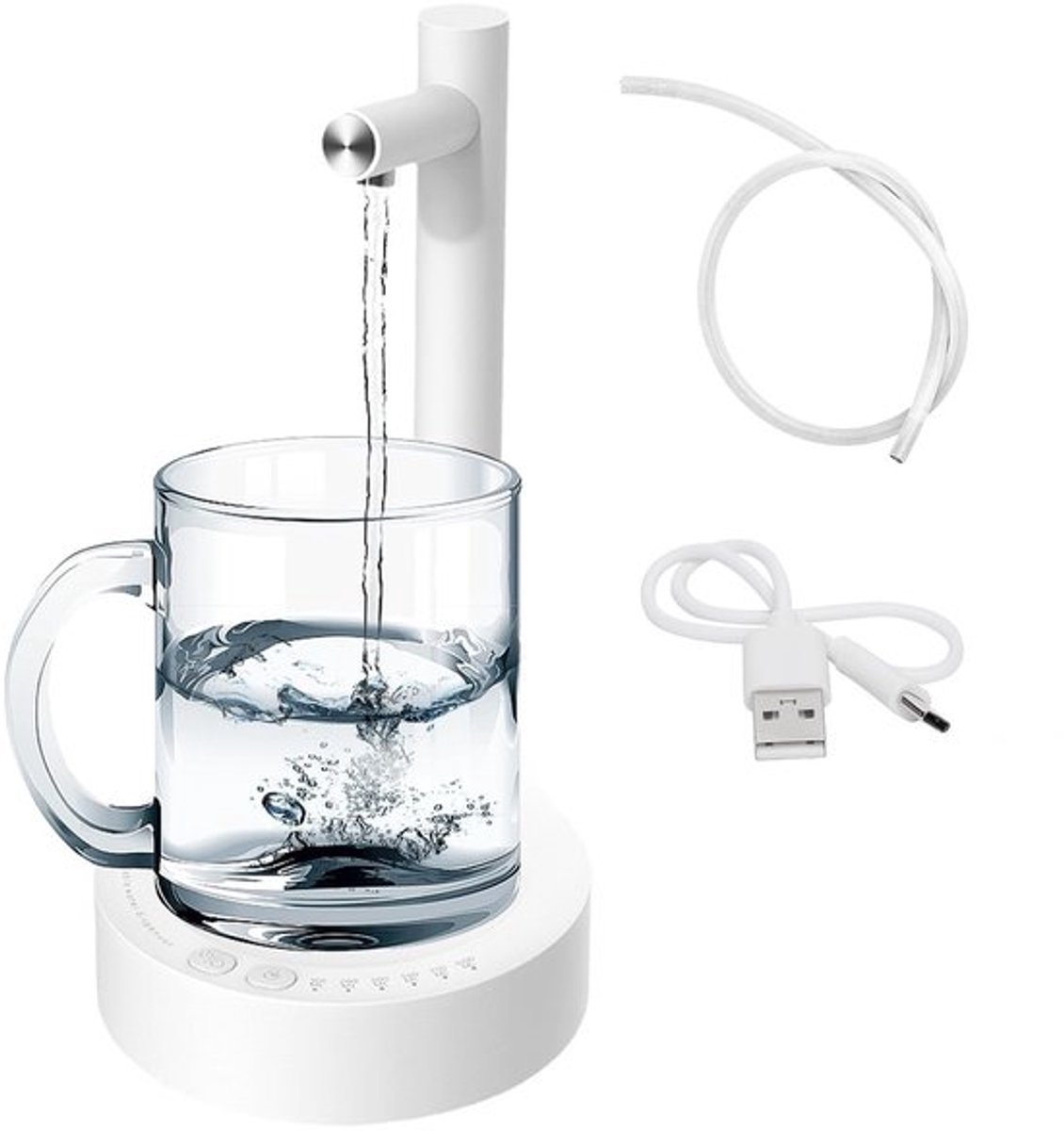 Waterdispenser - USB-oplaadbaar - Automatische waterflesdispenser - Wit - Waterflespomp - Geschikt voor thuis, kantoor en buiten - 1000 ml