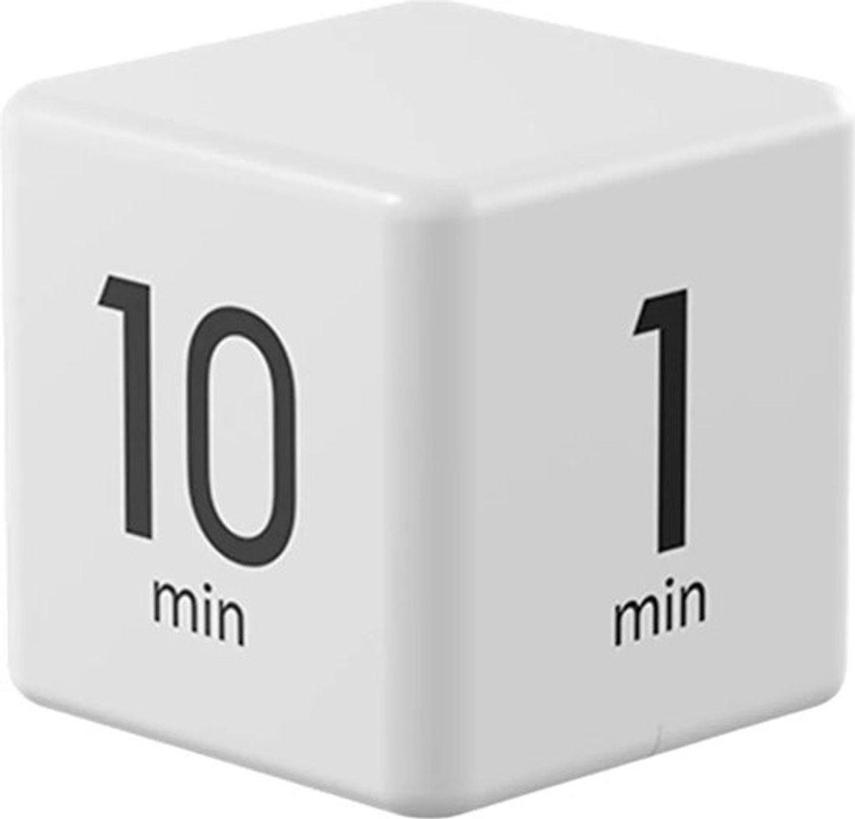 Witte roterende kloktimer, 1-3-5-10 minuten, voorgeprogrammeerde LED-weergave, instelbaar volume, kubustimer, geschikt voor werk, studie, keuken, draagbaar, sensorbediening, instelbaar volume.
