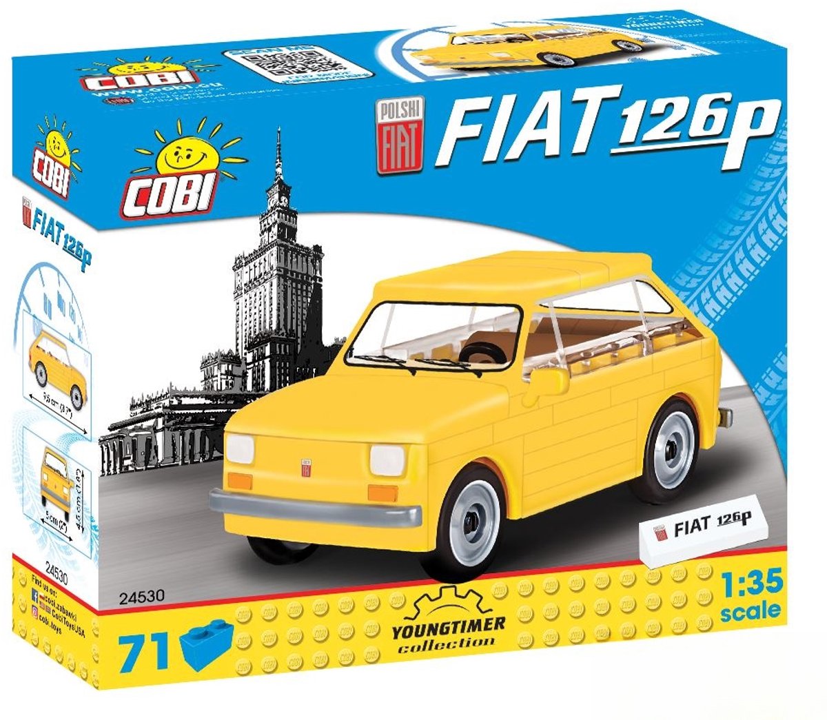 Cobi Youngtimer Bouwpakket Fiat 126p 1:35 Geel 71-delig 24530