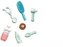 Accessoires de soins pour animaux LEGO Friends : stéthoscope, brosse, thermomètre, seringue et biberon.