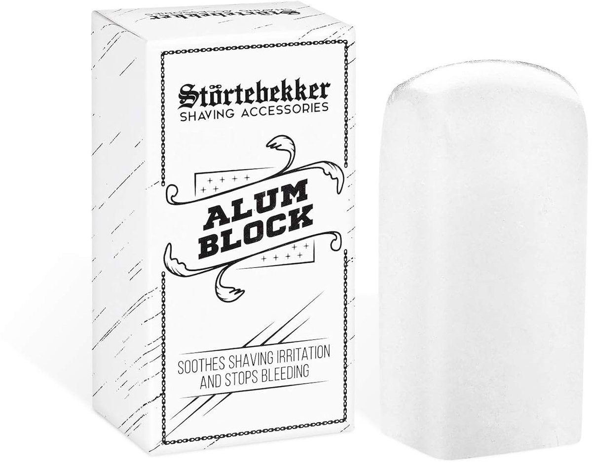 Störtebekker® Premium Alaunsteen / Aluinblok - Natuurlijke aftershave - Aluin als bloedstelpend middel - Kalmeert de huid na het scheren met een veiligheidsscheermes of een scheermes - Antiseptisch - Potassium Alum Block