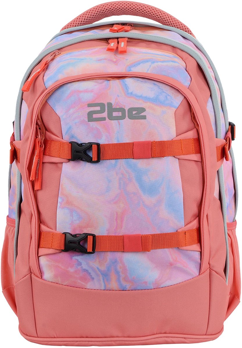 2be New ErgonomischSchoolrugzak met 15 inch laptopvak - Koraalroze - Koraalroze