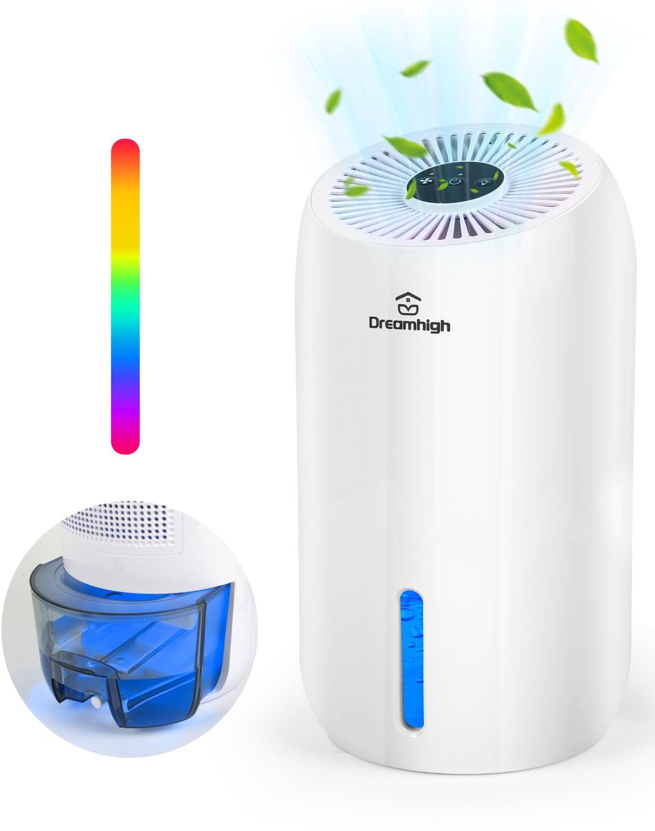 SnelShoppen - 1.6L Elektrische Luchtontvochtiger - 650 ml/dag - Compacte Ontvochtiger voor Badkamer, Kelder, Slaapkamer - Ideaal voor Ruimtes tot 35㎡