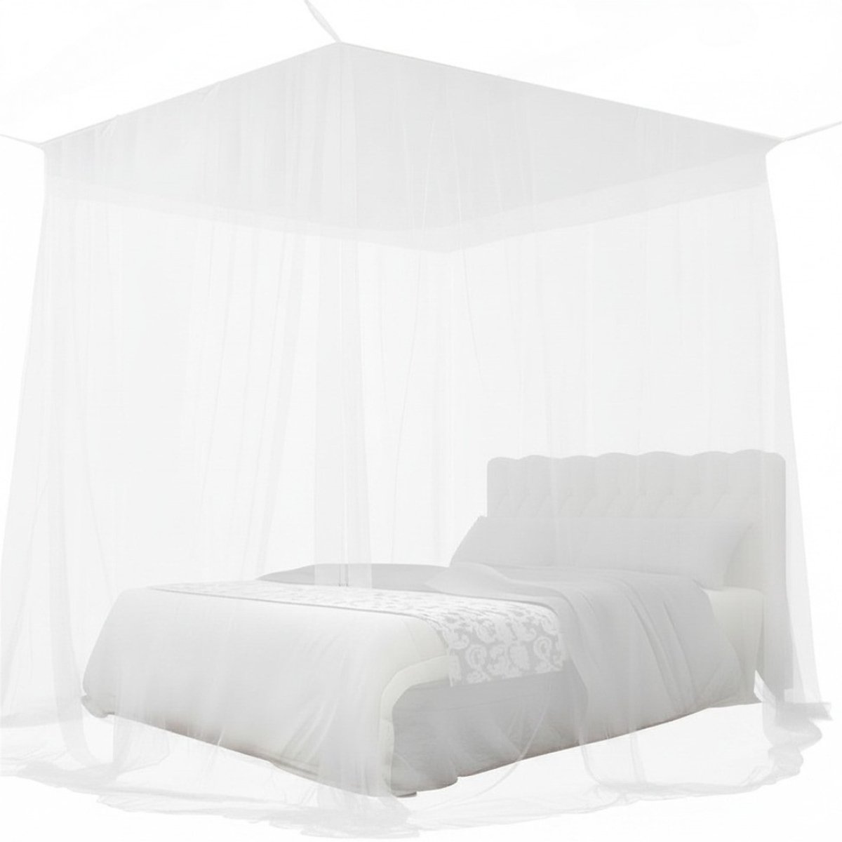 Ploutos® Klamboe - Muggennet Met Fijne Mazen - Grote Vierkant - Wit - 200cm x 220cm x 210cm