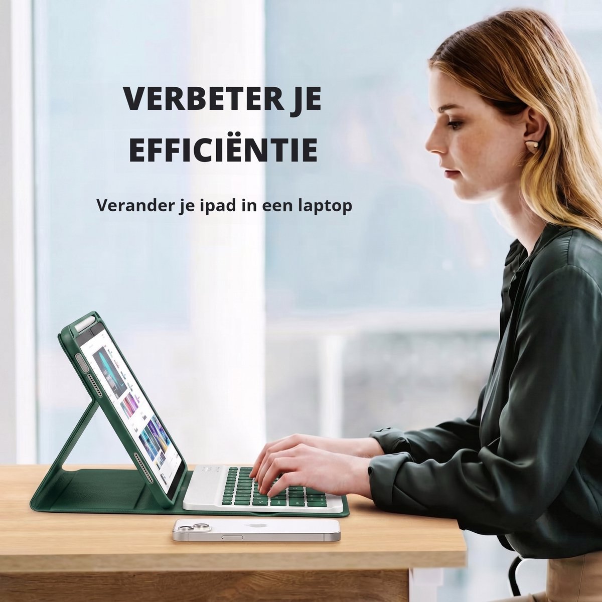 TRANSNECT - Tablet Toetsenbord Hoes - Geschikt voor Apple iPad 11 2025 A16 / iPad 10e generatie (2022) 10.9 inch - QWERTY Bluetooth Keyboard Bookcase - Groen — cadeau in Telefoon & Tablet - foto 5
