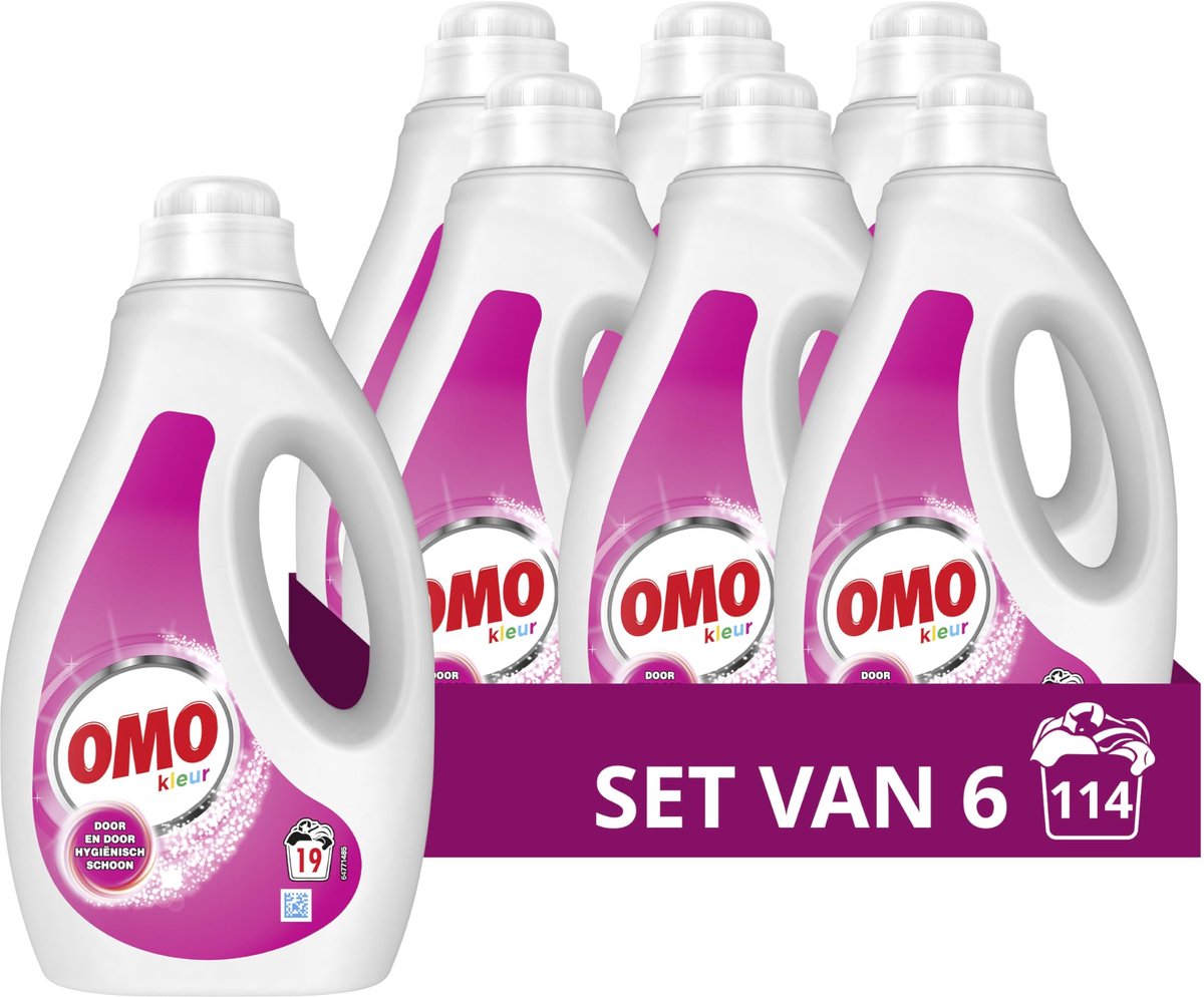 SnelShoppen - Vloeibaar Wasmiddel voor Gekleurde Was - 6 x 19 Wasbeurten Voordeelverpakking - Kleurbehoud en Frisse Geur voor Kleding, Textiel, Huisho