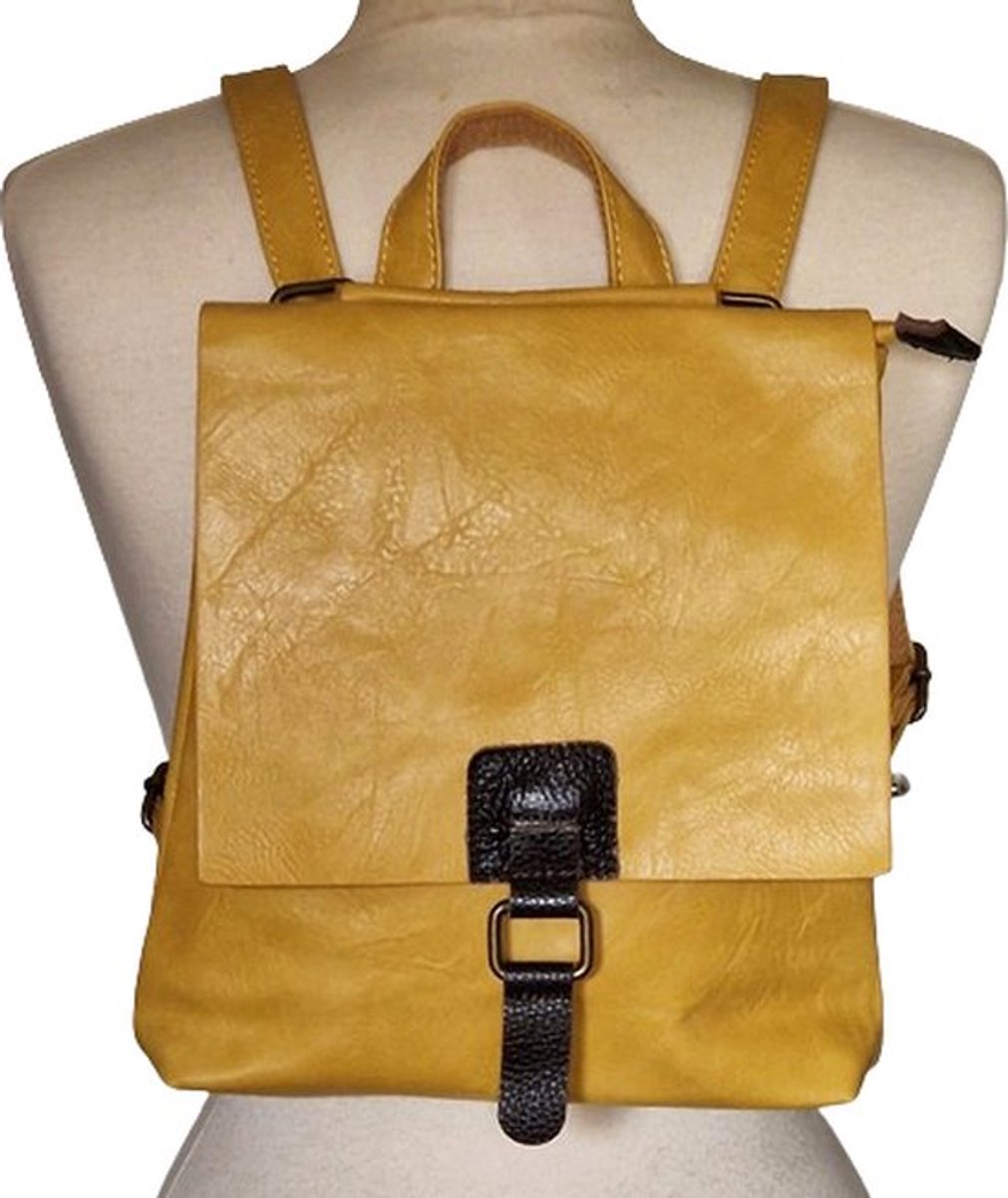 Rugzak - Schoudertas - Leatherlook - PU Leer - Geel
