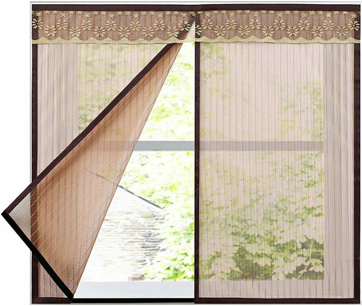 Muggennet voor ramen, Magnetisch muggennet voor ramen, Insectenscherm met klittenband voor muggenbescherming, Zwart, 120x120cm.