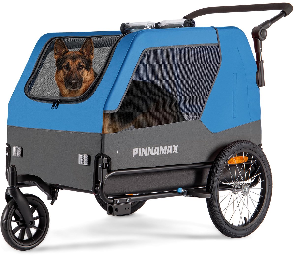 SnelShoppen - Hondenaanhanger voor Fietsen, 2-in-1 Huisdierbuggy, Fietskar voor Honden tot 45 kg, Universele Fietskoppeling, Antislip Bodem, Geïntegre