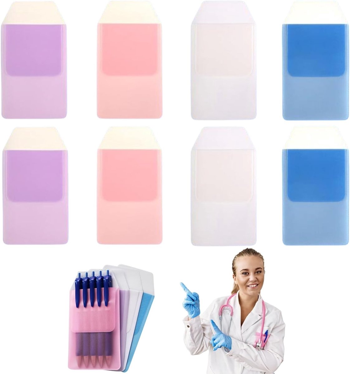ZDL Pennenhouder voor verpleegsters, 8 stuks, pennenhouder, PVC-pennenhouder, zakhouder, voor scholen, ziekenhuizen - ShopVlot